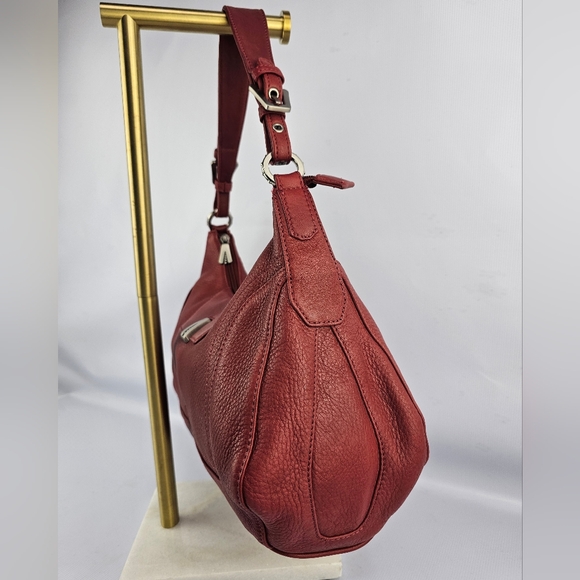 Longaberger Leather So Rachel Boho Shoulder Bag  Merlot/Red - Picture 3 of 12